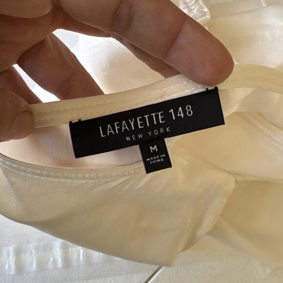 Lafayette 148 New York Silk Blouse Medium Classic Minimalist Quiet Luxury - Picture 10 of 12
